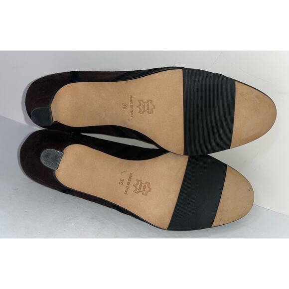 Anyi Lu Handmade In Italy Color Block Brown Black Suede Pump Heels Sz 39 US 9 - Picture 5 of 8